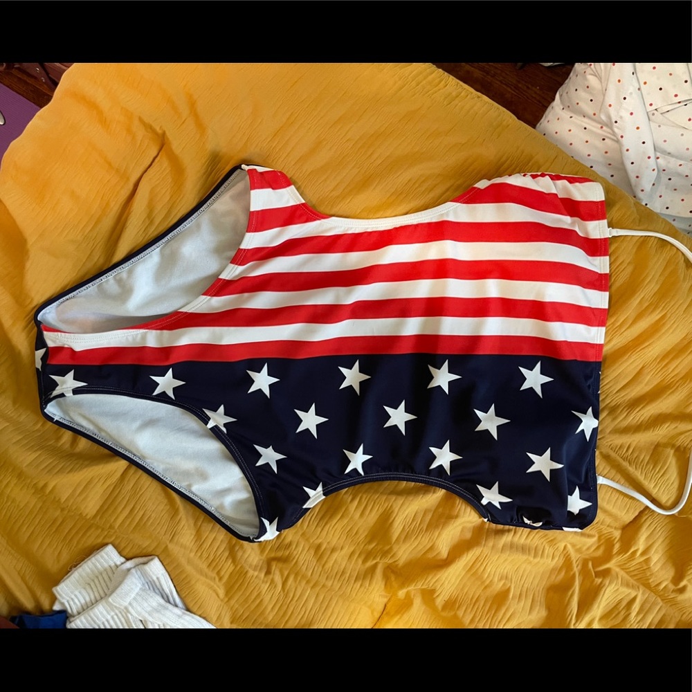 LA Hearts cutout American flag one piece swimsuit